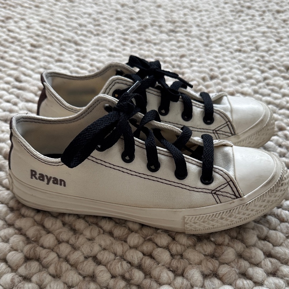 Custom Kids' White and Black Sneakers Converse